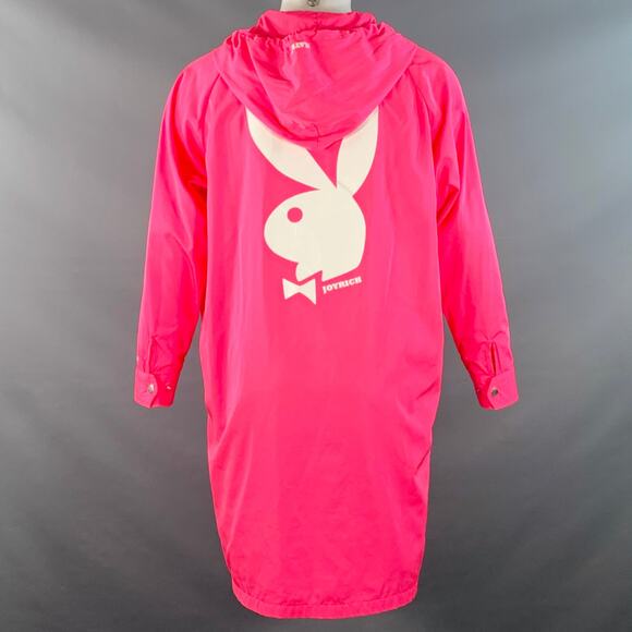 JOYRICH x PLAYBOY Size M Hot Pink Logo Polyester Hooded Snaps Coat - Picture 4 of 9